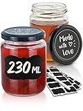 Praknu 25 Marmeladengläser 230 ml mit Deckel - Mit Etiketten & Stift -...